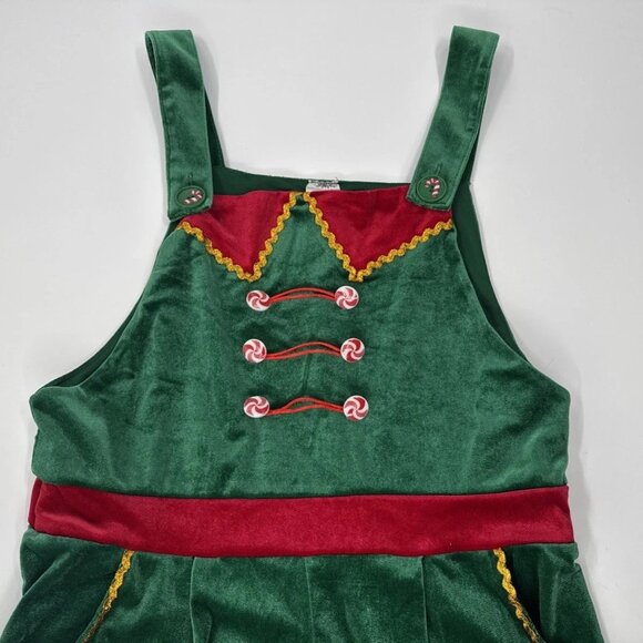 NOBO Christmas Bibs Nutcracker Elf Green Holiday Overalls Jumpsuit Juniors Large - Picture 2 of 10